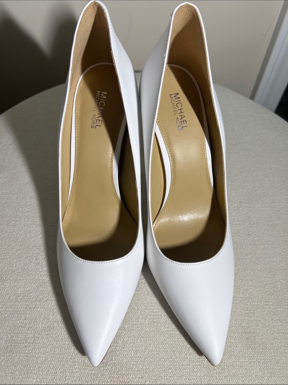 Michael Kors White Leather Pointed Pumps